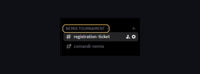 La categoría NEMIX TOURNAMENT en la lista de canales de Discord